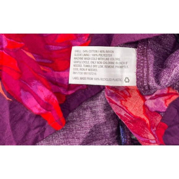 A New Day XXL Purple Floral Blouse Long Sleeves Career Cotton Rayon - Picture 4 of 5